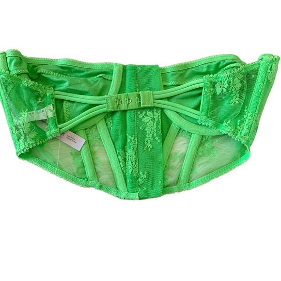 Out From Under Urban Outfitters Firecracker Lace Corset Top Lime Green Neon NWOT - Picture 5 of 9